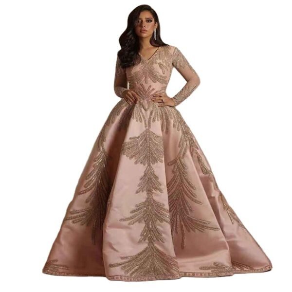 Women's Graceful And Fashionable Bronzing Large Sleeve Evening Dress - Image 5