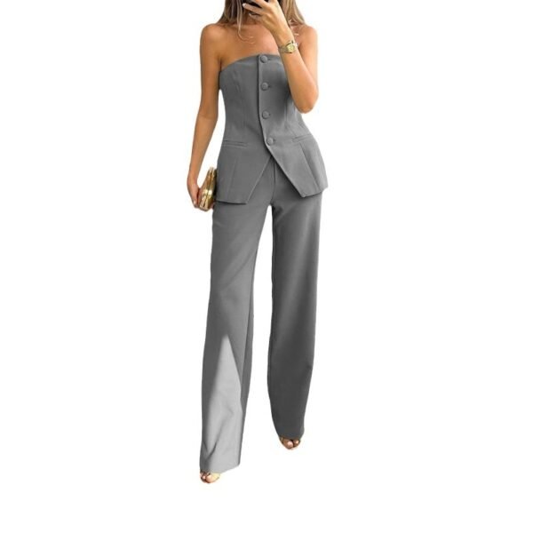 Casual Fashion Tailored Suit Button Graceful Tube Top Suit Pants - Image 2