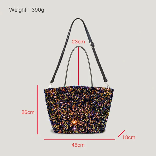 Autumn And Winter Super Flash Sequin Tote Bag Female Bling Sequins - Image 3