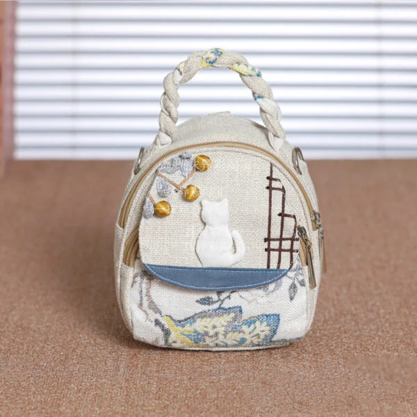 All-matching And Lightweight Handmade Cat Canvas Bag - Image 7