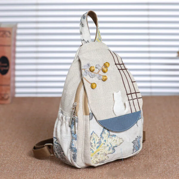 All-matching And Lightweight Handmade Cat Canvas Bag - Image 10