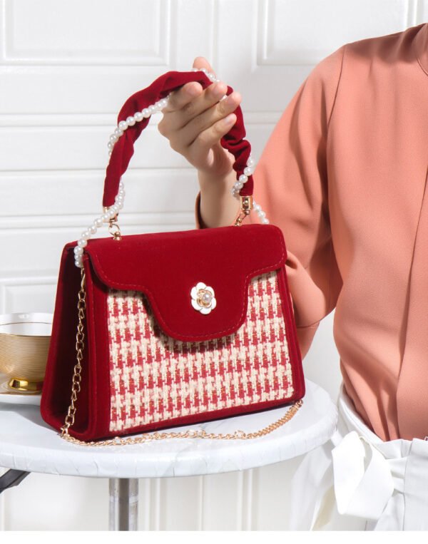 Women's Wedding Bag Bridal Bag High-grade Women's Elegant Red Niche Red Small Bag Portable 2024 New - Image 9