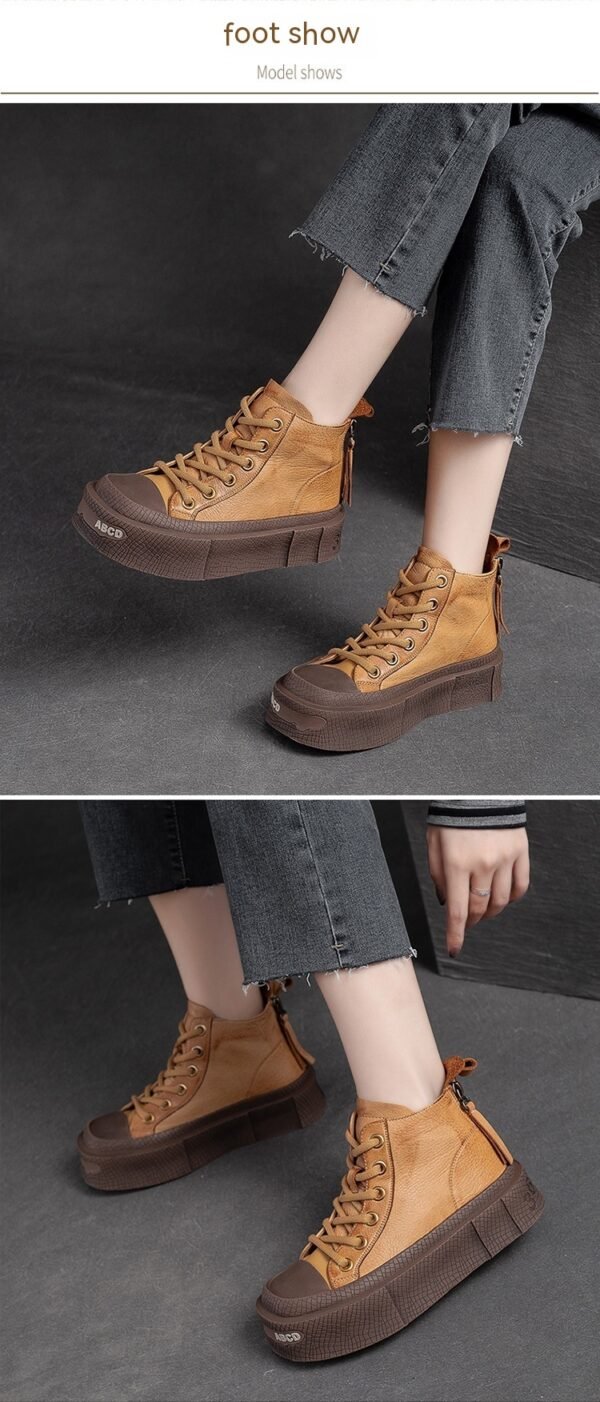 Back Zipper Casual Women's Ankle Boots Top Layer Cowhide - Image 10