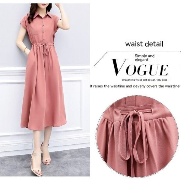 Waist-tight Slimming Elegant Long Dress Casual Polo Shirt Skirt - Image 9