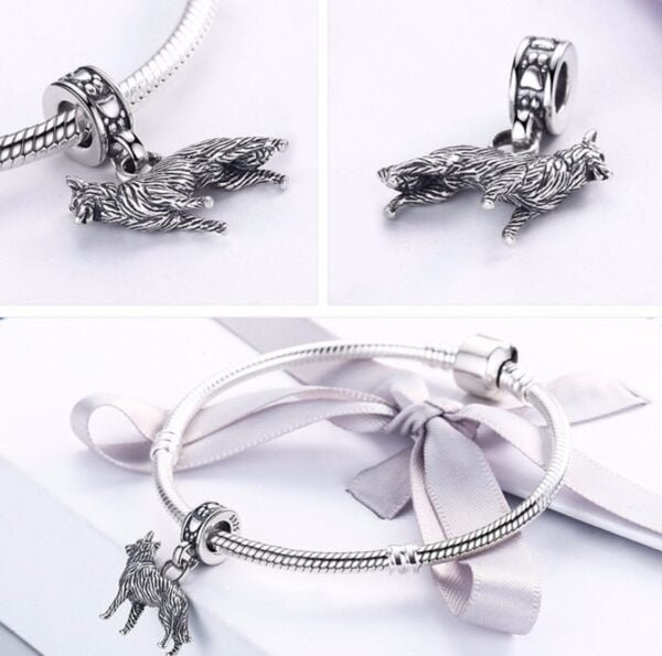 Sterling silver beads s925 stereo loyal shepherd dog pendant pendant bracelet accessories S - Image 4