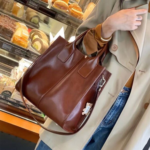 Women's Genuine Leather Crossbody Tote Handbag - Image 2