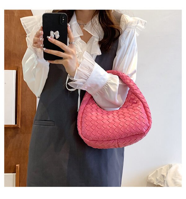 Woven Tote Cute Solid Color Fashion All-match Handbag - Image 8