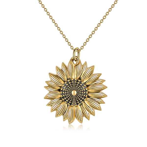 925 Sterling Silver Sunflower Photo Locket Necklace You Are My Sunshine Engraved Pendant - Image 3