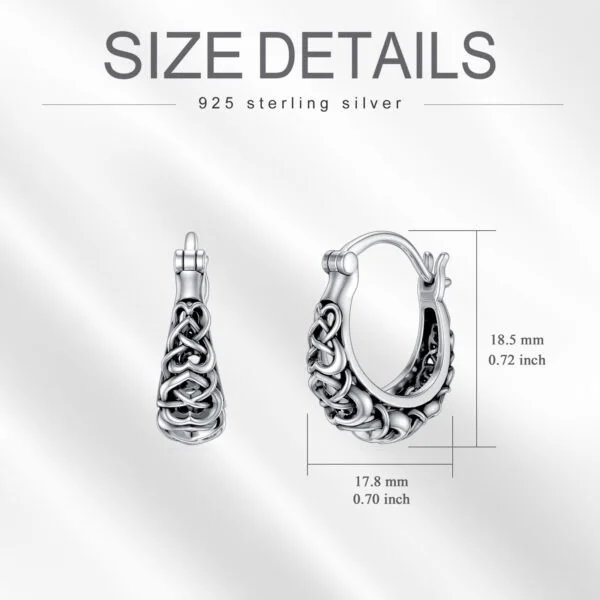 925 Sterling Silver Celtic Knot Vintage Hoop Earrings - Image 5