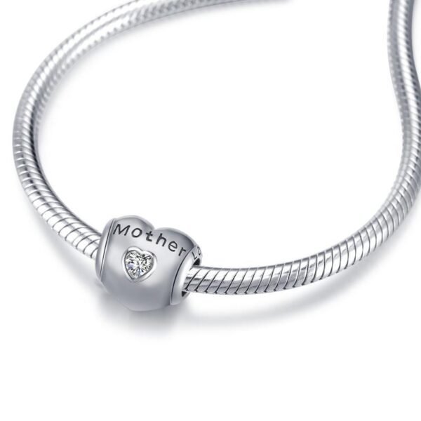 925 Sterling Silver Heart Zircon Bracelet Necklace Charm for Mother - Image 3