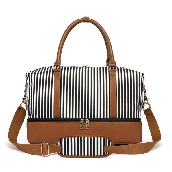 Women's Hand-carrying Travel Bag Striped Canvas - Image 2