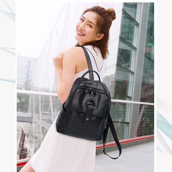 Women's Genuine Leather  Fashion Large Capacity Shoulder Backpack - Image 2