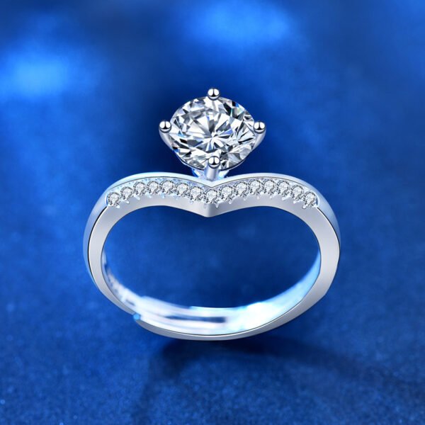 925 Sterling Silver Princess Crown 1 Carat Moissanite Ring - Image 4