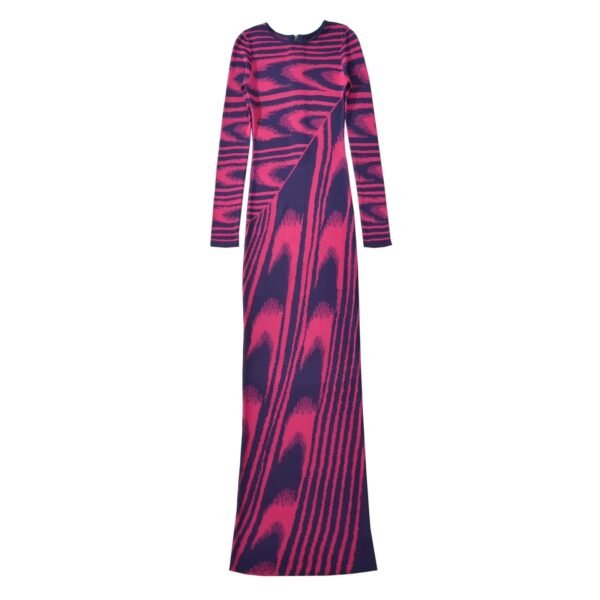 Abstract Jacquard Half Zipper Knitted Sheath Dress - Image 3