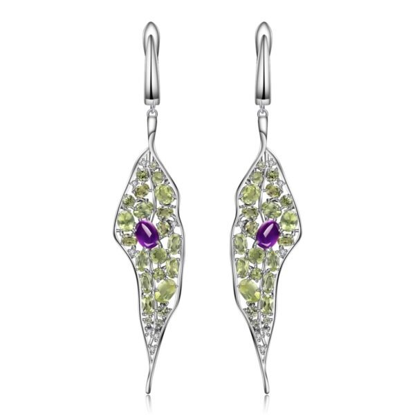 Women's Personalized Jewelry Amethyst Olivine Earrings - Image 2