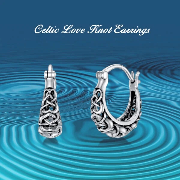 925 Sterling Silver Celtic Knot Vintage Hoop Earrings - Image 6