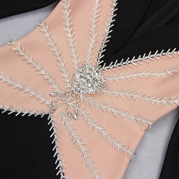 Autumn And Winter Graceful Fashion  Rhinestones Tassel Women's V-neck Bandage One-piece Dress - Image 6