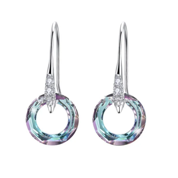 Austrian Crystal S925 Silver Universe Ring With Diamond Ear Hook Earrings - Image 6