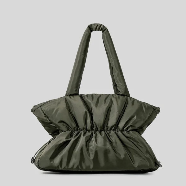 Autumn And Winter Pleated Cotton Filled Large Capacity Handbag For Women - Image 7