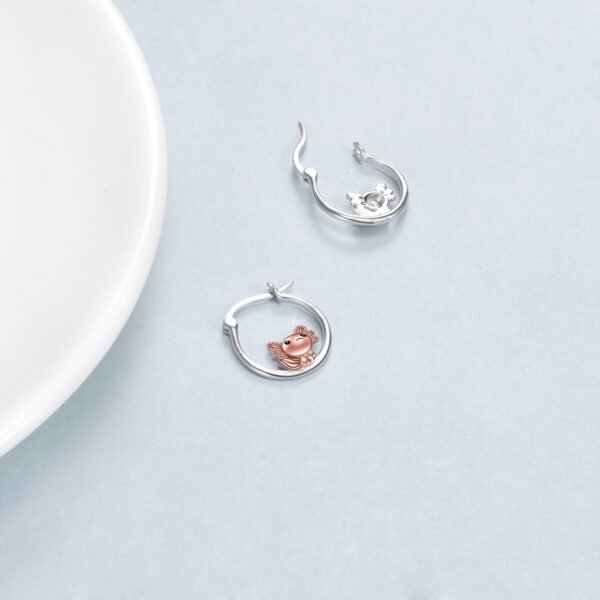 Axolotl Hoop Earrings for Women 925 Sterling Silver Axolotl Jewelry - Image 3