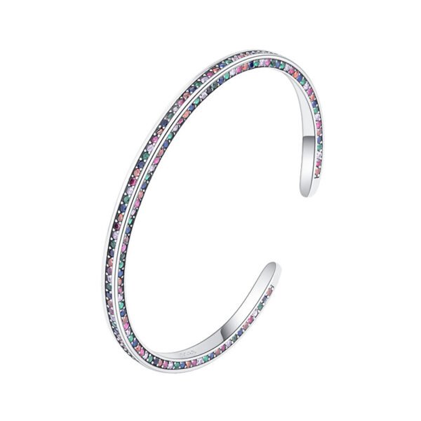 925 Sterling Silver Three Side Rainbow Zircon Bracelet Women Ins Small Minority Design Luxury High Sense Delicate Cool Wind - Image 5