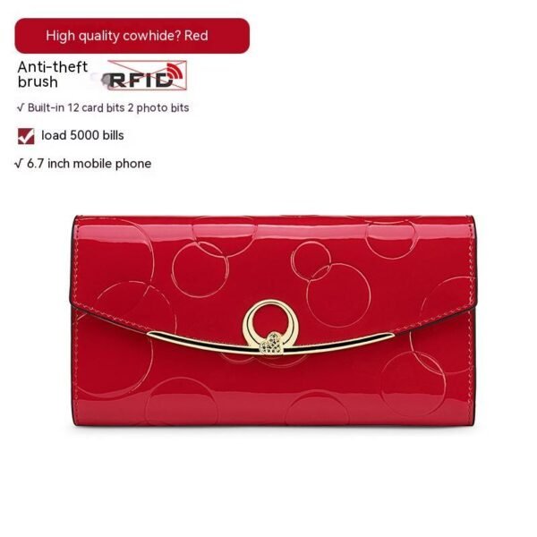 Women's Real Leather Long Large Capacity Wallet Clutch Bag - Image 5