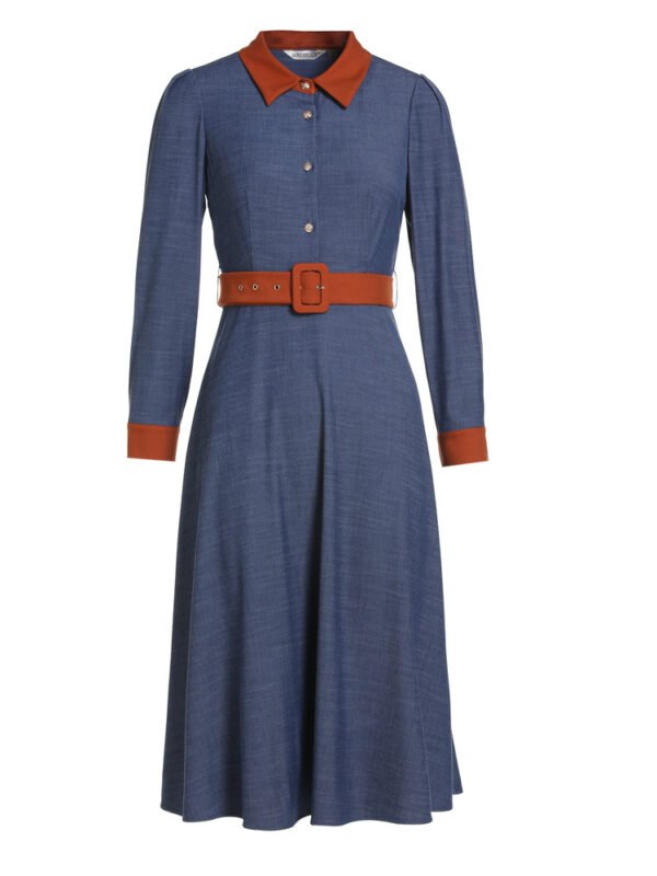 Elegant Slim-fit Long Sleeve Work Clothes Shirt Dress - Image 6