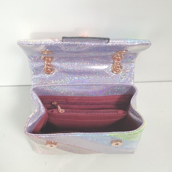 Women's Multi-color Patchwork Shiny Handbag - Image 5