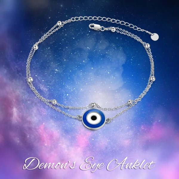 925 Sterling Silver Round Evil Eye Anklet For Women Girls - Image 6