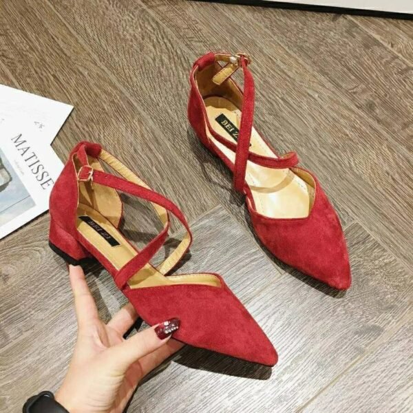 Women's Flat Bottomed Pointed Toe Versatile Cross Tie Single Shoes - Image 4