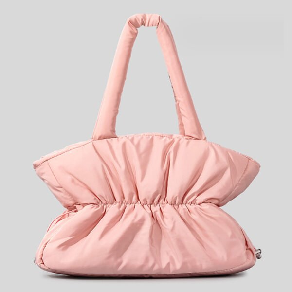 Autumn And Winter Pleated Cotton Filled Large Capacity Handbag For Women - Image 6