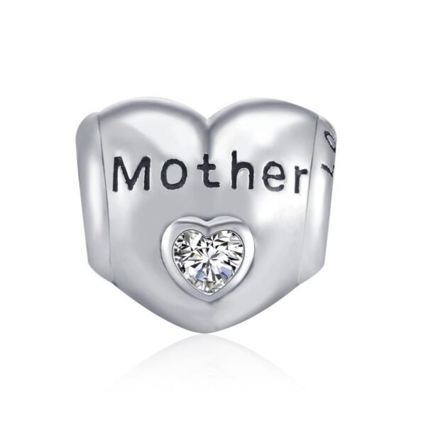 925 Sterling Silver Heart Zircon Bracelet Necklace Charm for Mother