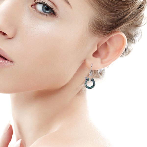 Austrian Crystal S925 Silver Universe Ring With Diamond Ear Hook Earrings - Image 4