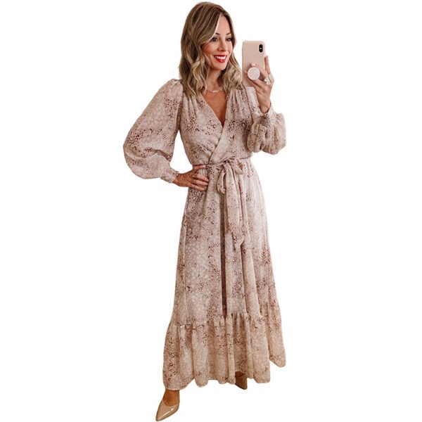 Autumn Thin Leopard Print Long Sleeve Dress Women - Image 5