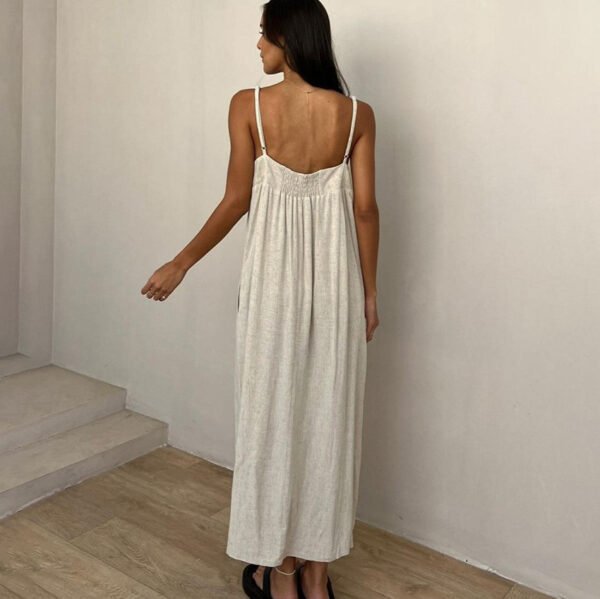 Apricot Soft Skin-friendly Sling Long Dress - Image 4