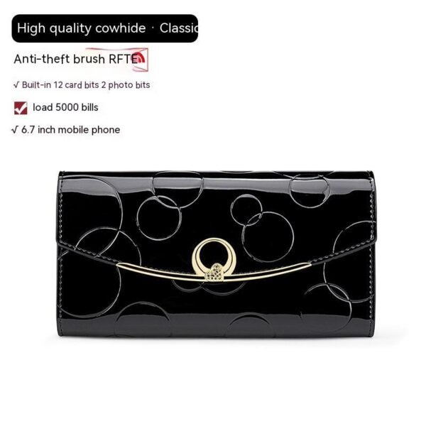 Women's Real Leather Long Large Capacity Wallet Clutch Bag - Image 2