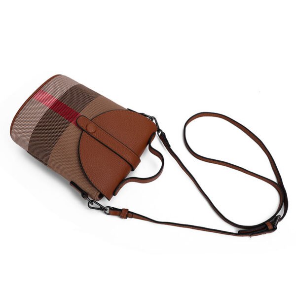 Women's Graceful And Fashionable Leather Plaid Crossbody Shoulder Bag - Image 2