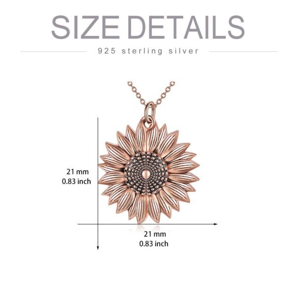 925 Sterling Silver Sunflower Photo Locket Necklace You Are My Sunshine Engraved Pendant - Image 7