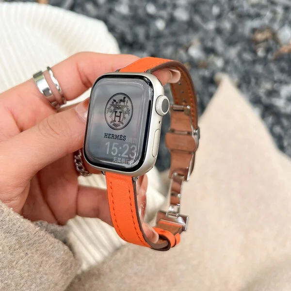 Autumn And Winter Korean Butterfly Buckle Genuine Leather Watch Strap - Image 4