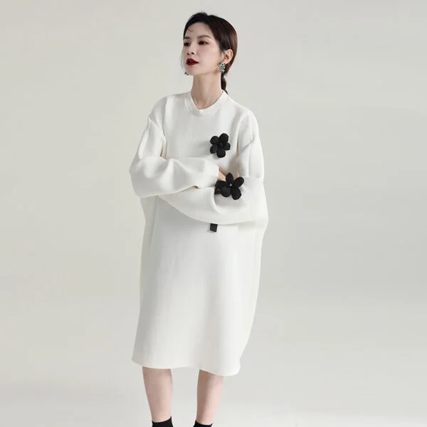 Autumn Air Layer Profile Sweater Loose Dress - Image 6