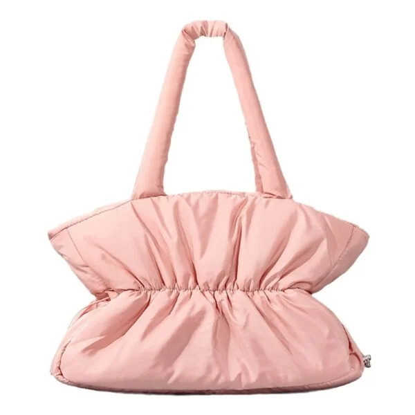 Autumn And Winter Pleated Cotton Filled Large Capacity Handbag For Women - Image 2