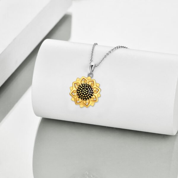 925 Sterling Silver Gold Plated Sunflower Necklace You Are My Sunshine - Image 3