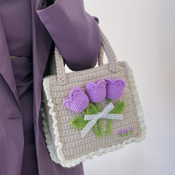 Add To Wish List Purple Tulip Wool Bag Hand Braided