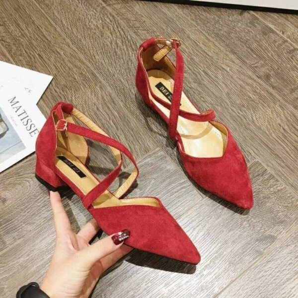 Women's Flat Bottomed Pointed Toe Versatile Cross Tie Single Shoes - Image 10