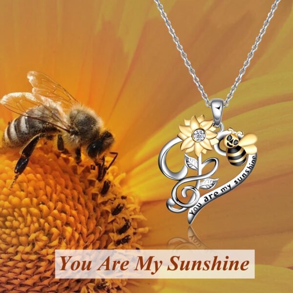 Bee Necklace Sterling Silver Sunflower Necklace You Are My Sunshine Sunflower Flower Pendant Jewelry for Women - Image 7