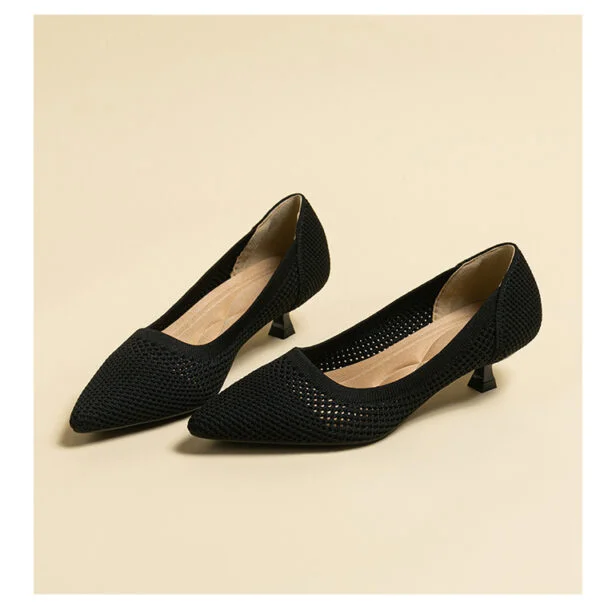 Breathable Hollow Fly Knitted Pointed Casual Shoes - Image 3