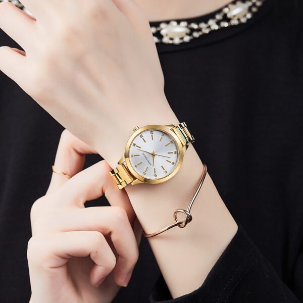 Women's Waterproof Solid Steel Strap Rhinestone Simple Watch - Image 9