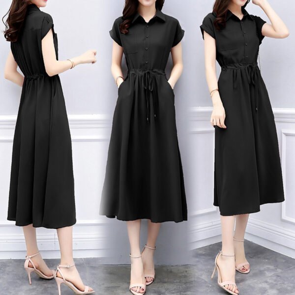 Waist-tight Slimming Elegant Long Dress Casual Polo Shirt Skirt - Image 2