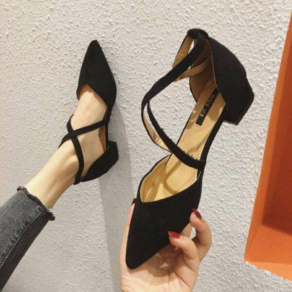 Women's Flat Bottomed Pointed Toe Versatile Cross Tie Single Shoes - Image 6