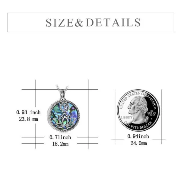 925 Sterling Silver Yoga Lotus Urn with Abalone Shell Memorial Cremation Necklace Jewelry - Image 5